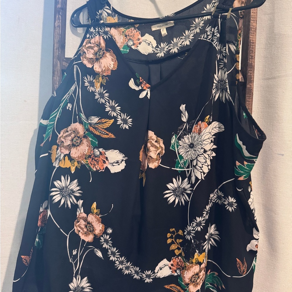 Maurices Black Floral Print Blouse